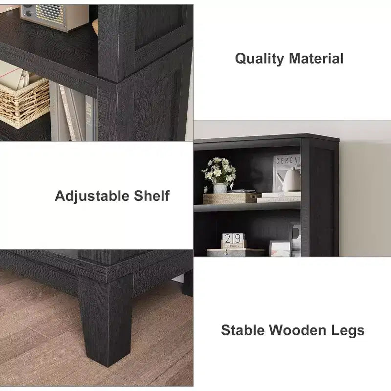 Libreria da 71" stile Farmhouse - Scaffale regolabile a 5 ripiani, 80 cm di larghezza con gambe in legno, stile rustico vintage per soggiorno e ufficio