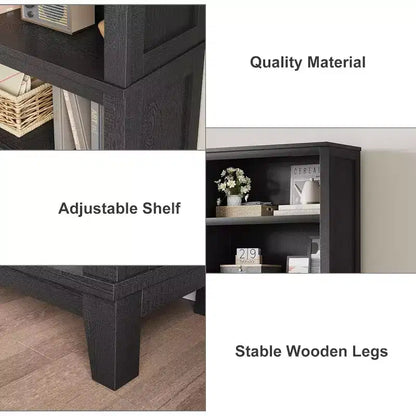 Libreria da 71" stile Farmhouse - Scaffale regolabile a 5 ripiani, 80 cm di larghezza con gambe in legno, stile rustico vintage per soggiorno e ufficio