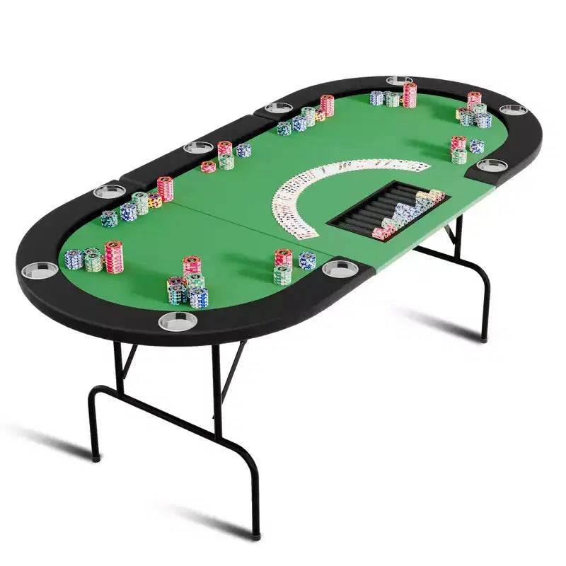 Tavolo da Poker - 1 Gamba in Ferro, Design ad Anello a 9 Fori, Struttura Resistente, Superficie di Gioco Liscia, Perfetto per le Partite a Poker