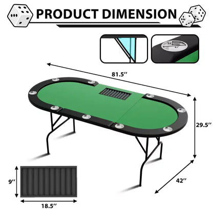 Tavolo da Poker - 1 Gamba in Ferro, Design ad Anello a 9 Fori, Struttura Resistente, Superficie di Gioco Liscia, Perfetto per le Partite a Poker