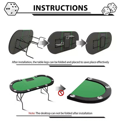 Tavolo da Poker - 1 Gamba in Ferro, Design ad Anello a 9 Fori, Struttura Resistente, Superficie di Gioco Liscia, Perfetto per le Partite a Poker