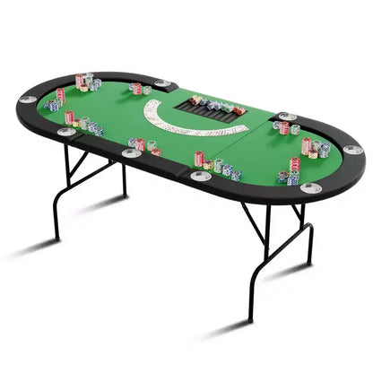 Tavolo da Poker - 1 Gamba in Ferro, Design ad Anello a 9 Fori, Struttura Resistente, Superficie di Gioco Liscia, Perfetto per le Partite a Poker