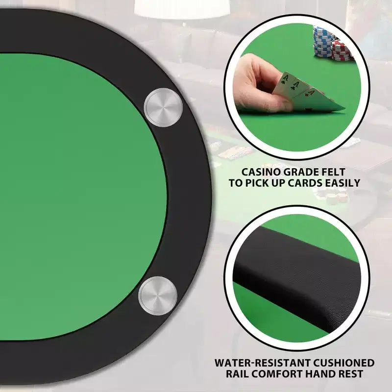 Tavolo da Poker - 1 Gamba in Ferro, Design ad Anello a 9 Fori, Struttura Resistente, Superficie di Gioco Liscia, Perfetto per le Partite a Poker