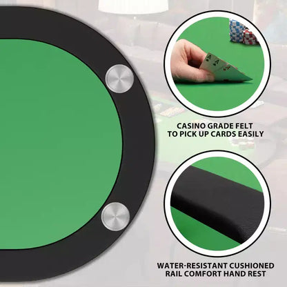 Tavolo da Poker - 1 Gamba in Ferro, Design ad Anello a 9 Fori, Struttura Resistente, Superficie di Gioco Liscia, Perfetto per le Partite a Poker