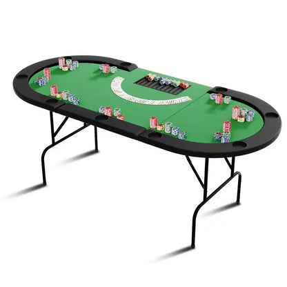 Tavolo da Poker - 1 Gamba in Ferro, Design ad Anello a 9 Fori, Struttura Resistente, Superficie di Gioco Liscia, Perfetto per le Partite a Poker