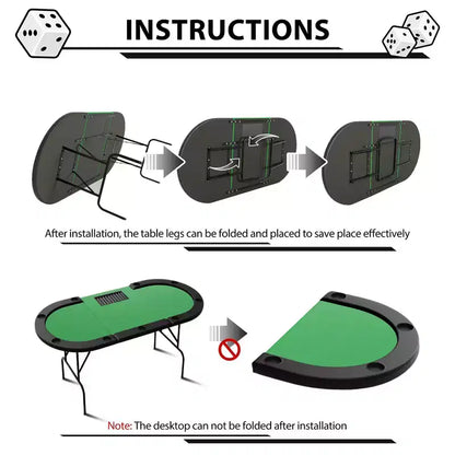 Tavolo da Poker - 1 Gamba in Ferro, Design ad Anello a 9 Fori, Struttura Resistente, Superficie di Gioco Liscia, Perfetto per le Partite a Poker