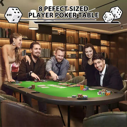 Tavolo da Poker - 1 Gamba in Ferro, Design ad Anello a 9 Fori, Struttura Resistente, Superficie di Gioco Liscia, Perfetto per le Partite a Poker