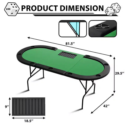 Tavolo da Poker - 1 Gamba in Ferro, Design ad Anello a 9 Fori, Struttura Resistente, Superficie di Gioco Liscia, Perfetto per le Partite a Poker