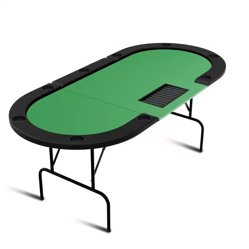 Poker Game Table - 1 Iron Leg, 9 Hole Ring Design, Durable Build, Smooth Playing Surface, Perfect for Poker Games