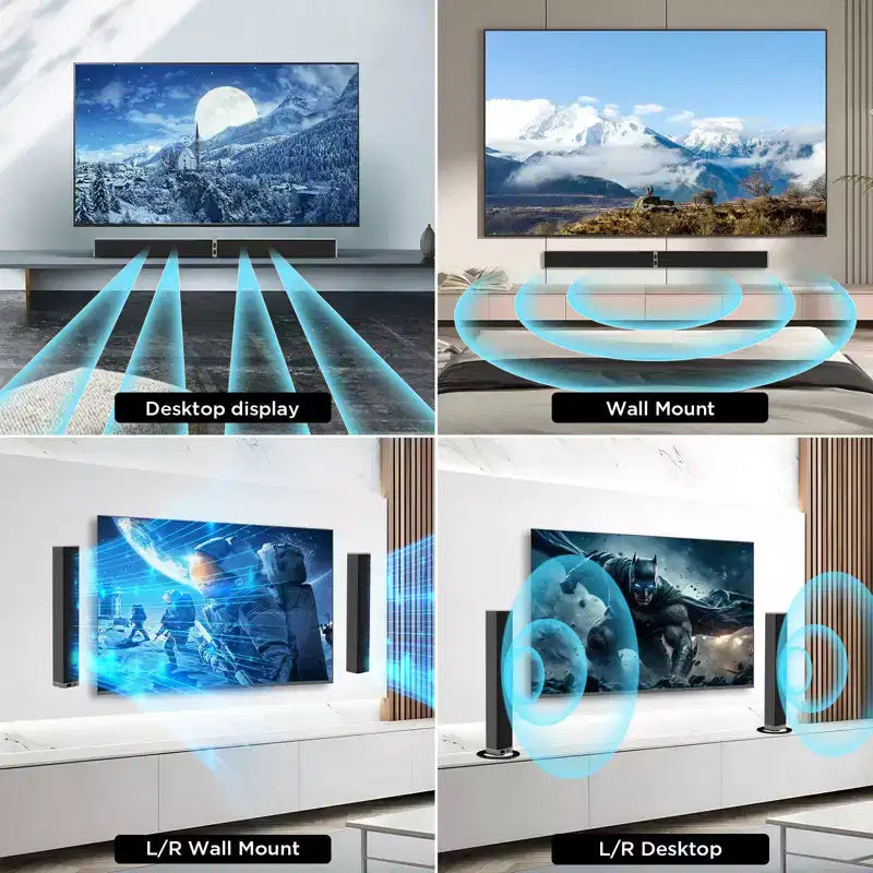 MOVSSOU Soundbar Bluetooth 80W Wireless Soundbar TV 32 pollici Divisibile 2 in 1 Soundbar Staccabile per Smart TV