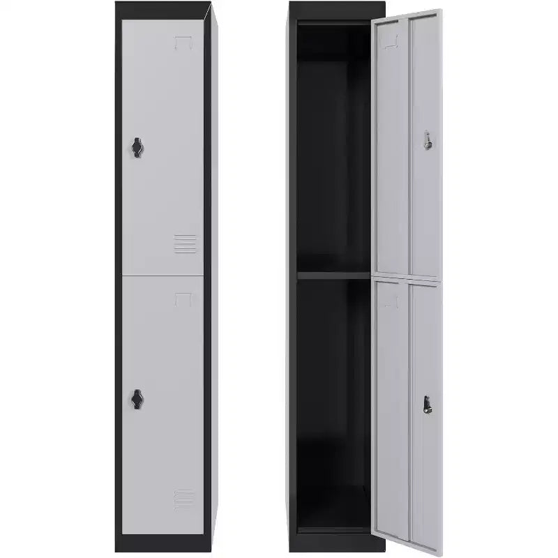 72 Lockers for Employees Students with Shelves, Metal Storage Steel Locker for School, Office, Gym, Home and Warehouse, Grey+Black