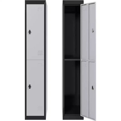 72 Lockers for Employees Students with Shelves, Metal Storage Steel Locker for School, Office, Gym, Home and Warehouse, Grey+Black