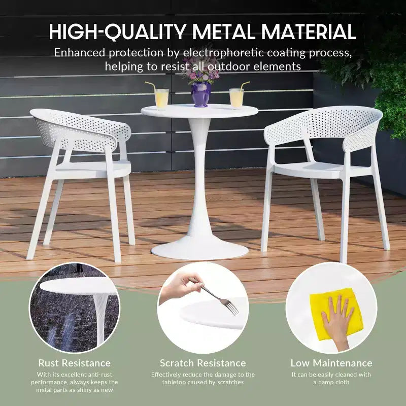 WestinTrends Playa 5-Piece Indoor Outdoor Metal Patio Dining Table Set With Stackable Patio Chairs