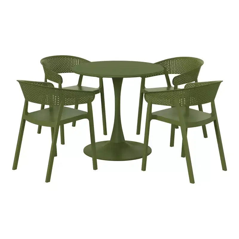 WestinTrends Playa 5-Piece Indoor Outdoor Metal Patio Dining Table Set With Stackable Patio Chairs