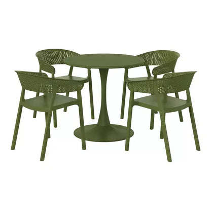 WestinTrends Playa 5-Piece Indoor Outdoor Metal Patio Dining Table Set With Stackable Patio Chairs