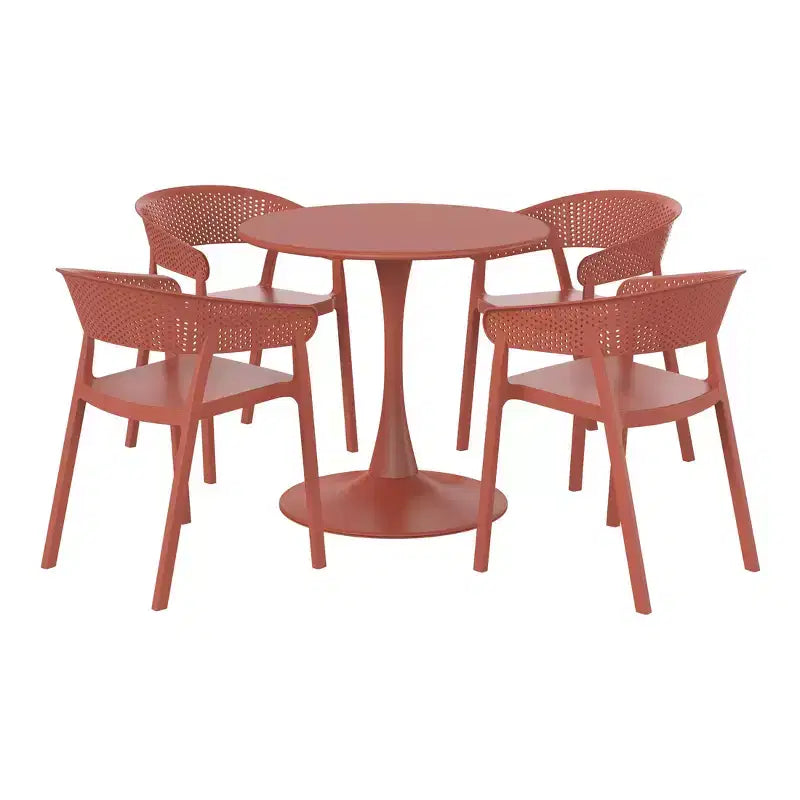 WestinTrends Playa 5-Piece Indoor Outdoor Metal Patio Dining Table Set With Stackable Patio Chairs
