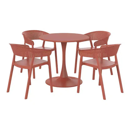 WestinTrends Playa 5-Piece Indoor Outdoor Metal Patio Dining Table Set With Stackable Patio Chairs