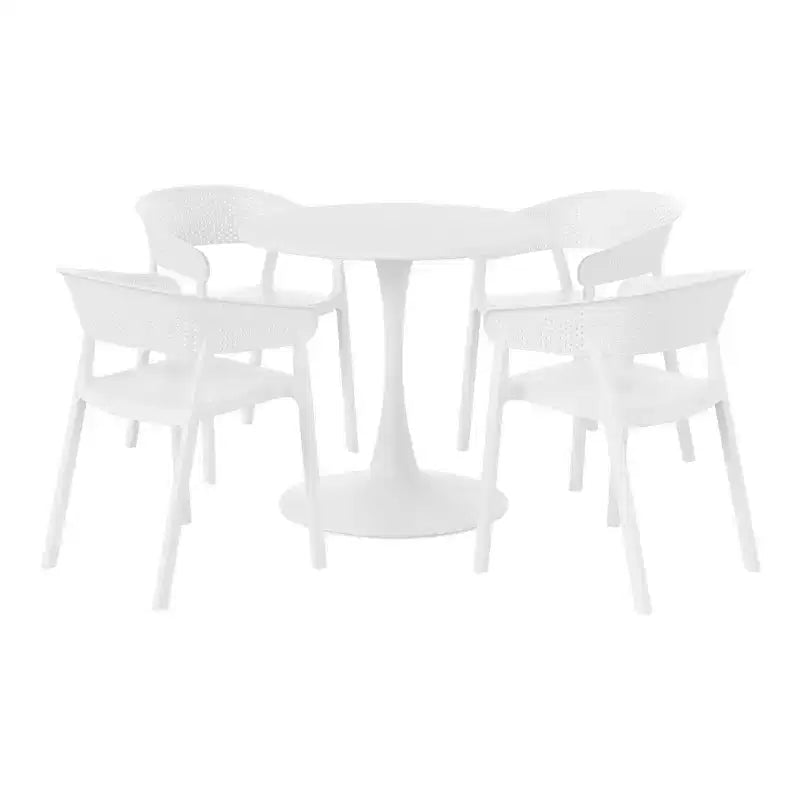 WestinTrends Playa 5-Piece Indoor Outdoor Metal Patio Dining Table Set With Stackable Patio Chairs