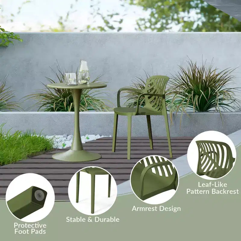 WestinTrends Playa 5-Piece Outdoor Indoor Metal Patio Dining Table Set With Stackable Patio Arm Chairs