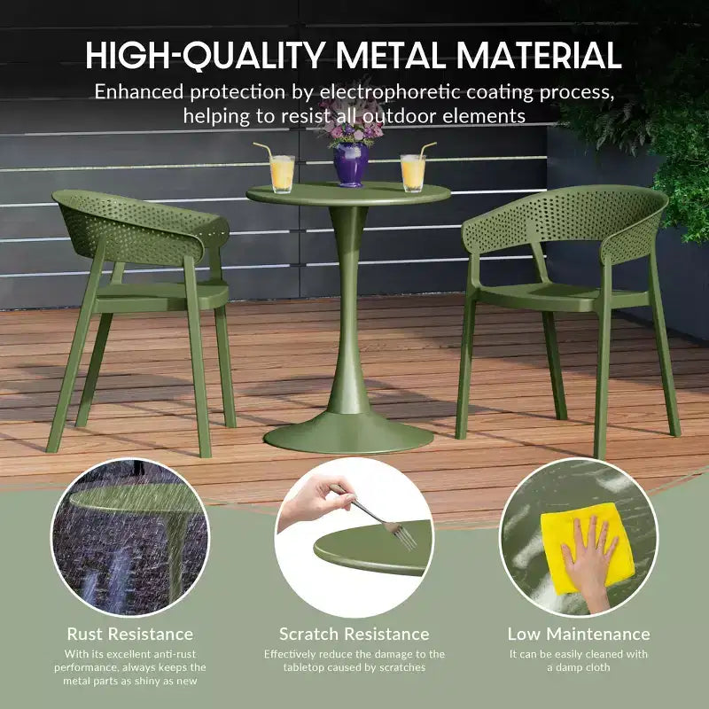 WestinTrends Playa 5-Piece Outdoor Indoor Metal Patio Dining Table Set With Stackable Patio Arm Chairs