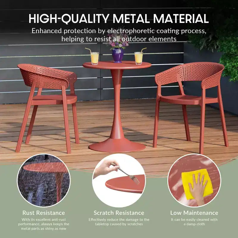 WestinTrends Playa 5-Piece Outdoor Indoor Metal Patio Dining Table Set With Stackable Patio Arm Chairs