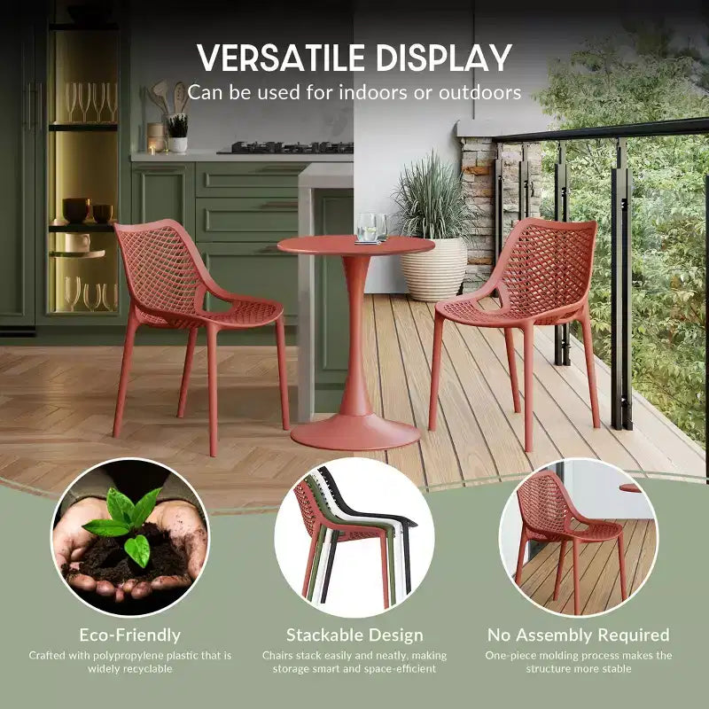 WestinTrends Playa 5-Piece Outdoor Indoor Metal Patio Dining Table Set With Stackable Patio Arm Chairs