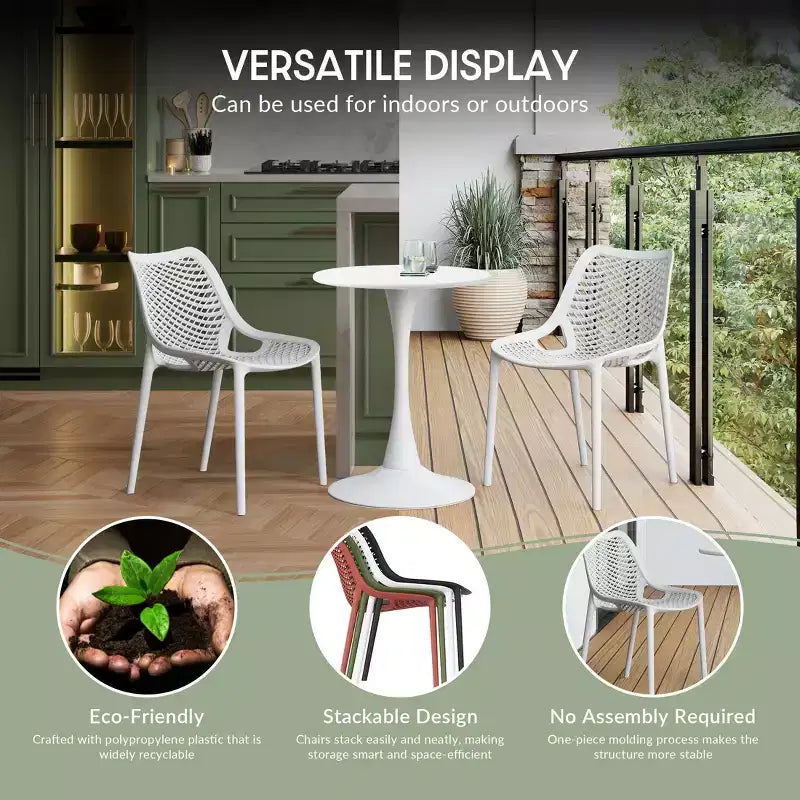 WestinTrends Playa 5-Piece Outdoor Indoor Metal Patio Dining Table Set With Stackable Patio Arm Chairs