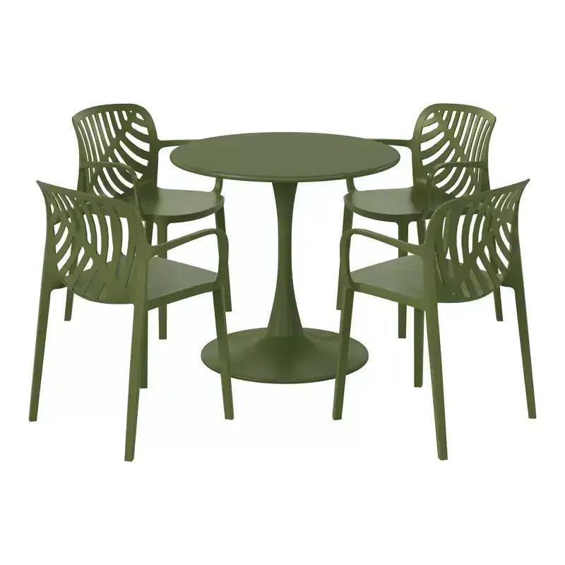 WestinTrends Playa 5-Piece Outdoor Indoor Metal Patio Dining Table Set With Stackable Patio Arm Chairs