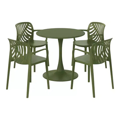 WestinTrends Playa 5-Piece Outdoor Indoor Metal Patio Dining Table Set With Stackable Patio Arm Chairs
