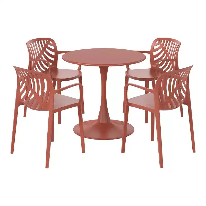 WestinTrends Playa 5-Piece Outdoor Indoor Metal Patio Dining Table Set With Stackable Patio Arm Chairs