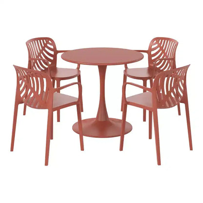 WestinTrends Playa 5-Piece Outdoor Indoor Metal Patio Dining Table Set With Stackable Patio Arm Chairs