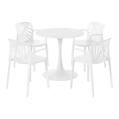 WestinTrends Playa 5-Piece Outdoor Indoor Metal Patio Dining Table Set With Stackable Patio Arm Chairs