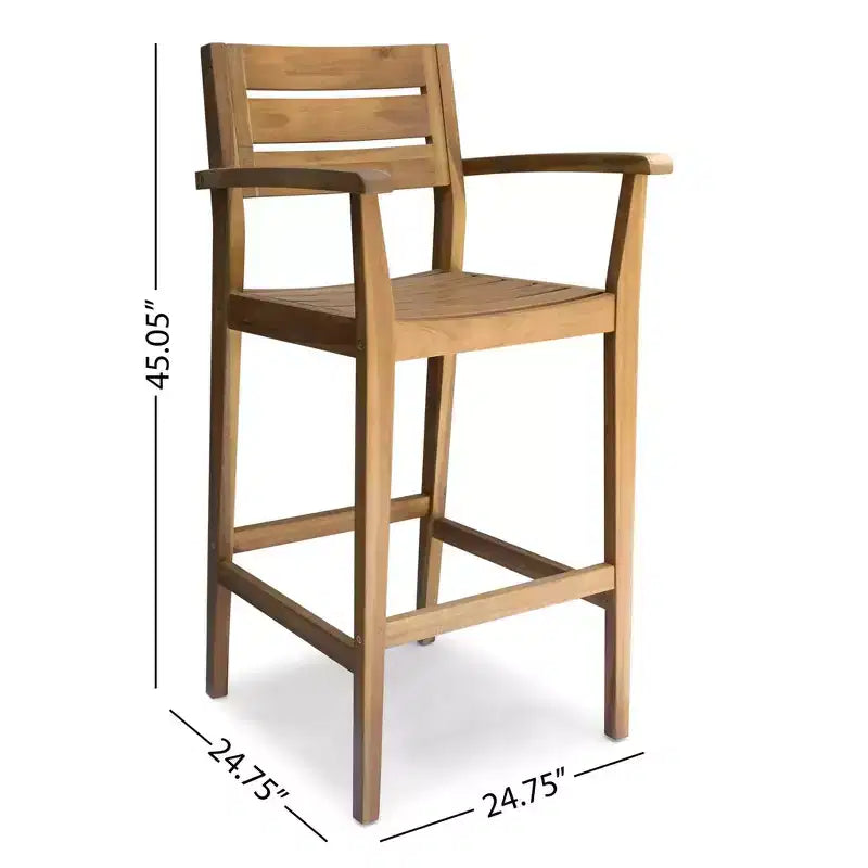GDFStudio Brigitte Outdoor Acacia Wood 5 Piece Bar Set with Slatted Design