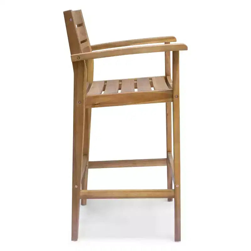 GDFStudio Brigitte Outdoor Acacia Wood 5 Piece Bar Set with Slatted Design