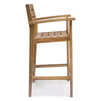 GDFStudio Brigitte Outdoor Acacia Wood 5 Piece Bar Set with Slatted Design