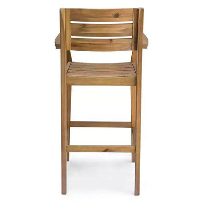 GDFStudio Brigitte Outdoor Acacia Wood 5 Piece Bar Set with Slatted Design