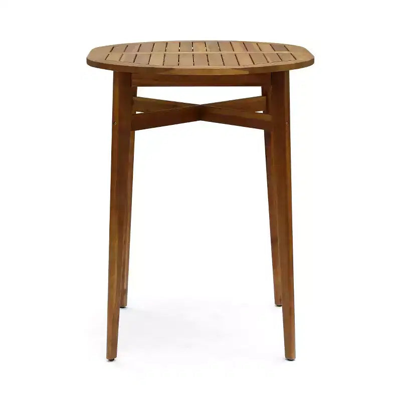 GDFStudio Brigitte Outdoor Acacia Wood 5 Piece Bar Set with Slatted Design