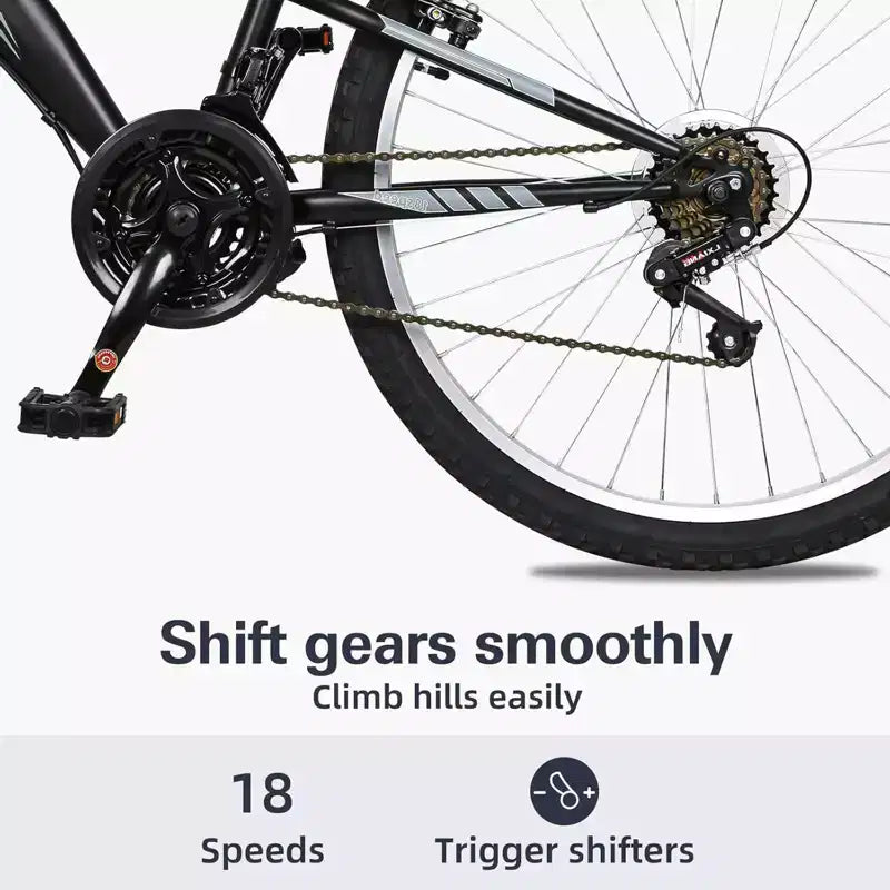 Hykolity 26/27.5-Inch Mountain Bike, Mens Womens, Steel Full Suspension, 18-Speed, Adjustable Saddle, Linear Pull Brakes, Alloy Rims