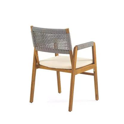 Christopher Knight Home Francesca Set da pranzo rustico da esterno 7 pezzi in legno di acacia con corda intrecciata e tavolo a doghe in rattan