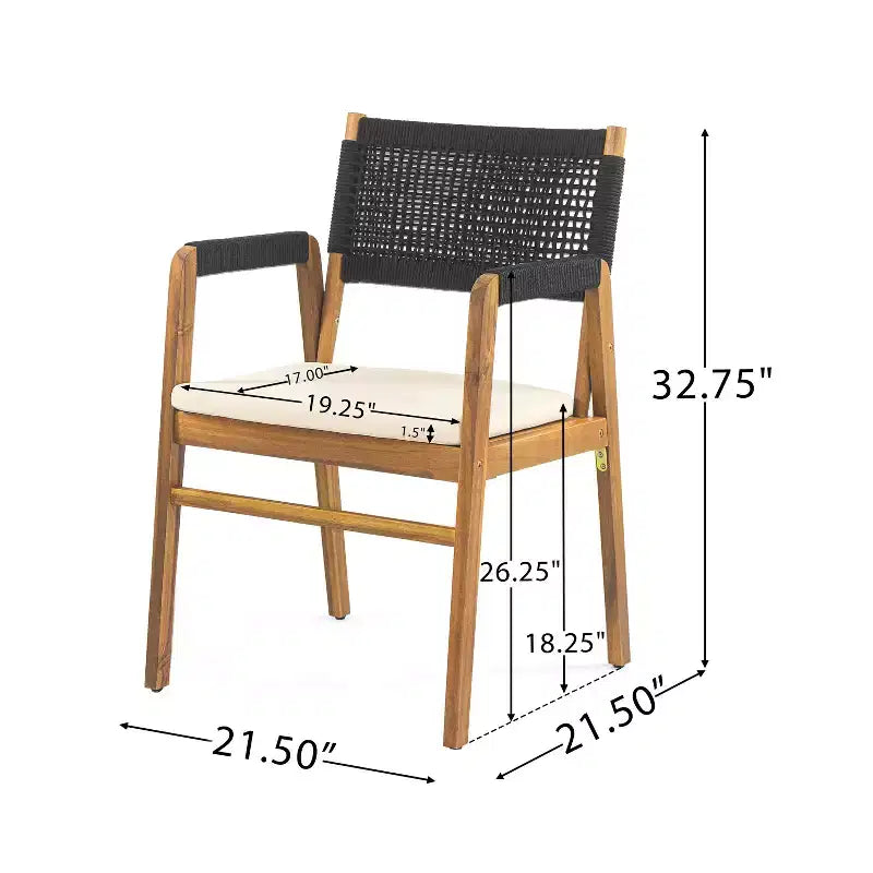Christopher Knight Home Francesca Set da pranzo rustico da esterno 7 pezzi in legno di acacia con corda intrecciata e tavolo a doghe in rattan