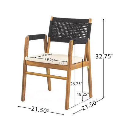 Christopher Knight Home Francesca Set da pranzo rustico da esterno 7 pezzi in legno di acacia con corda intrecciata e tavolo a doghe in rattan