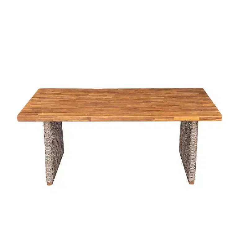 Christopher Knight Home Francesca Set da pranzo rustico da esterno 7 pezzi in legno di acacia con corda intrecciata e tavolo a doghe in rattan
