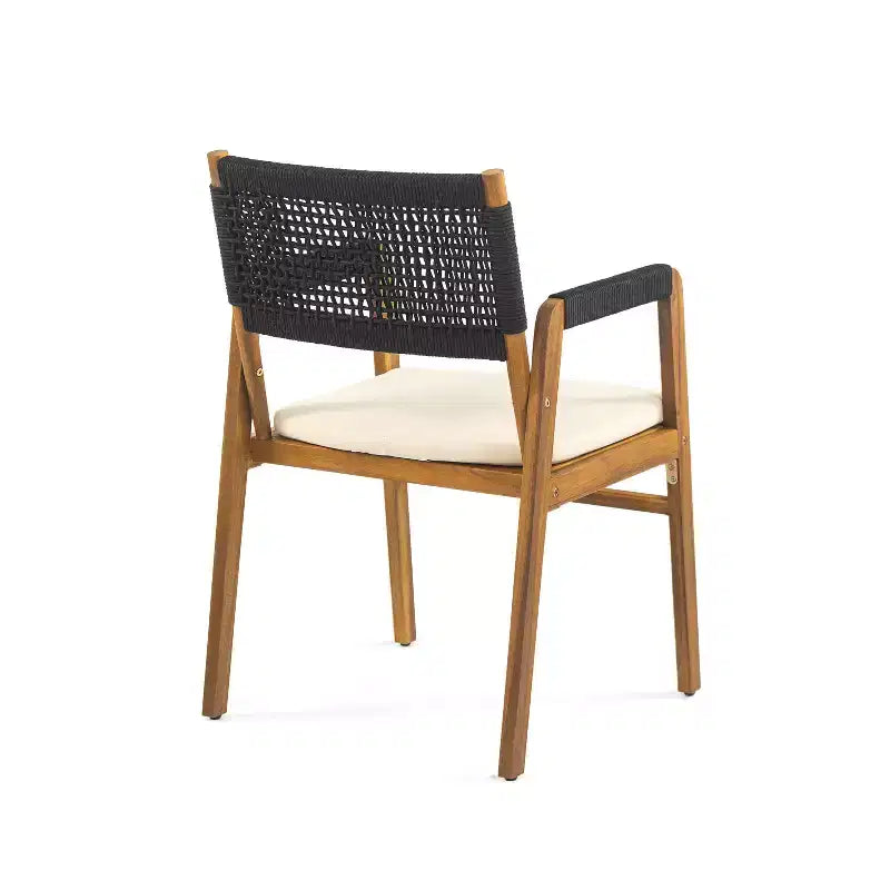 Christopher Knight Home Francesca Set da pranzo rustico da esterno 7 pezzi in legno di acacia con corda intrecciata e tavolo a doghe in rattan