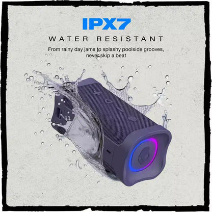 Speaker Bluetooth Wireless Skullcandy Terrain 2, Resistente all'acqua IPX7, Batteria 14H, Multi-Link, Spettacolo di luci LED, Portatile, Viola scuro