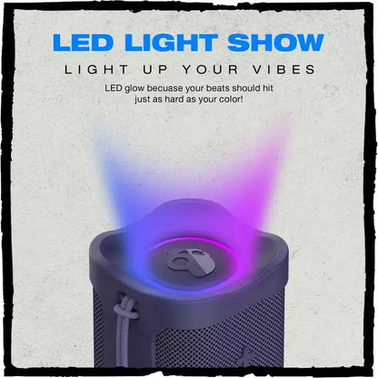 Speaker Bluetooth Wireless Skullcandy Terrain 2, Resistente all'acqua IPX7, Batteria 14H, Multi-Link, Spettacolo di luci LED, Portatile, Viola scuro
