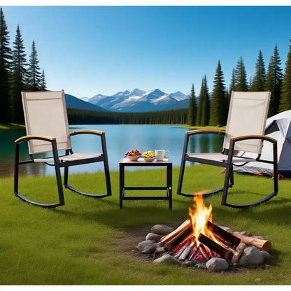 CuisinSmart 3 Pcs Conversation Sets Patio Furniture, Small Patio Furniture Set with Glass Side Table + 2 Chairs, for Backyard Garden Balcony