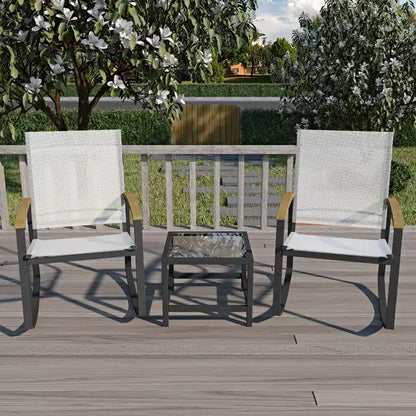 CuisinSmart 3 Pcs Conversation Sets Patio Furniture, Small Patio Furniture Set with Glass Side Table + 2 Chairs, for Backyard Garden Balcony