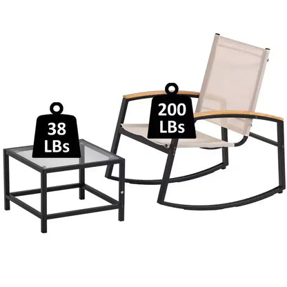 CuisinSmart 3 Pcs Conversation Sets Patio Furniture, Small Patio Furniture Set with Glass Side Table + 2 Chairs, for Backyard Garden Balcony