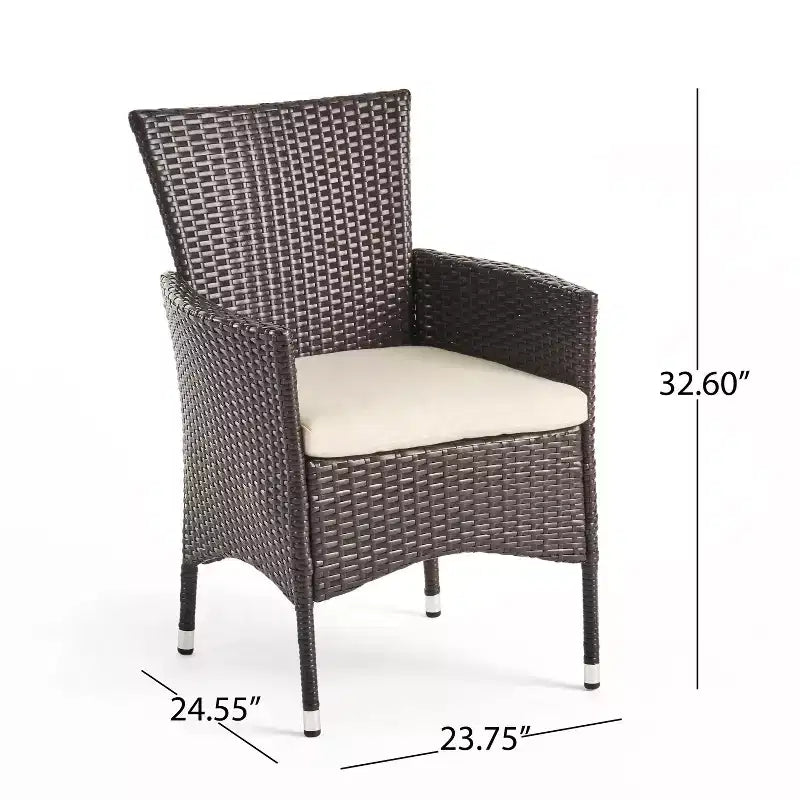Christopher Knight Home Saba Set da pranzo da 7 pezzi in vimini per esterni e legno di acacia con cuscini
