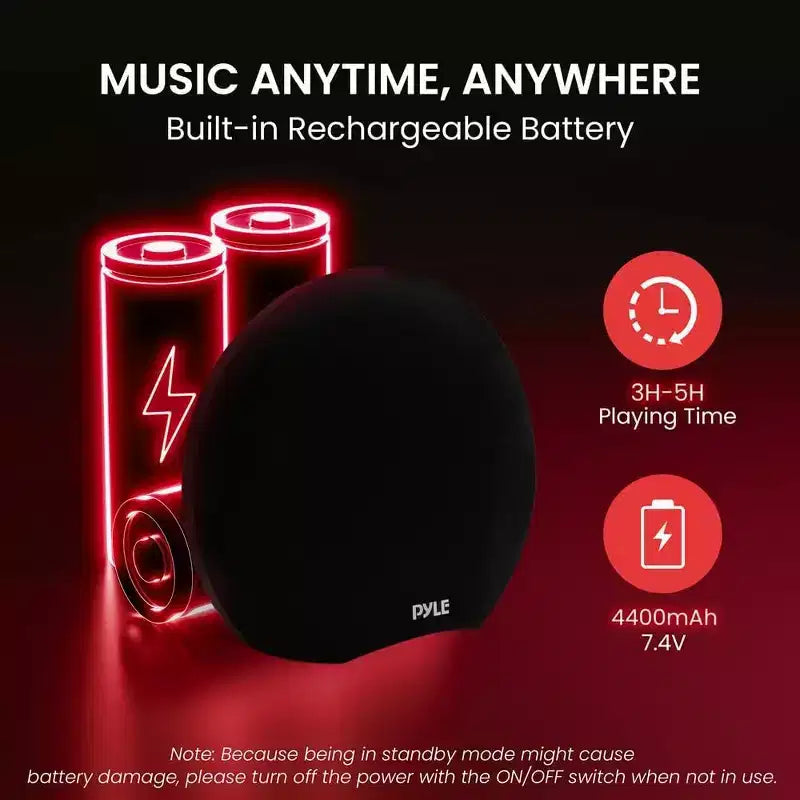 Pyle Dual 3 Portable Waterproof Bluetooth Speaker with Wireless Microphone - PNX8WPBK.6
